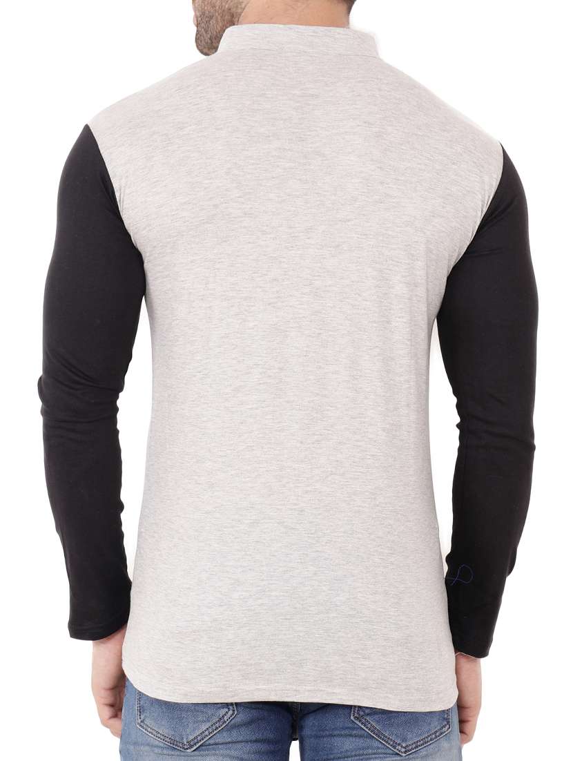 grey cotton color block t-shirt - 15651711 -  Standard Image - 2