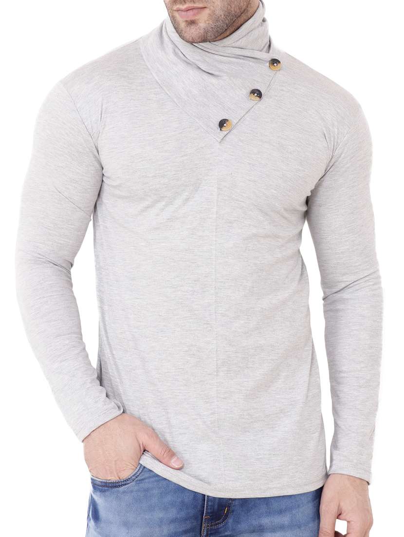 grey cowl neck t-shirt