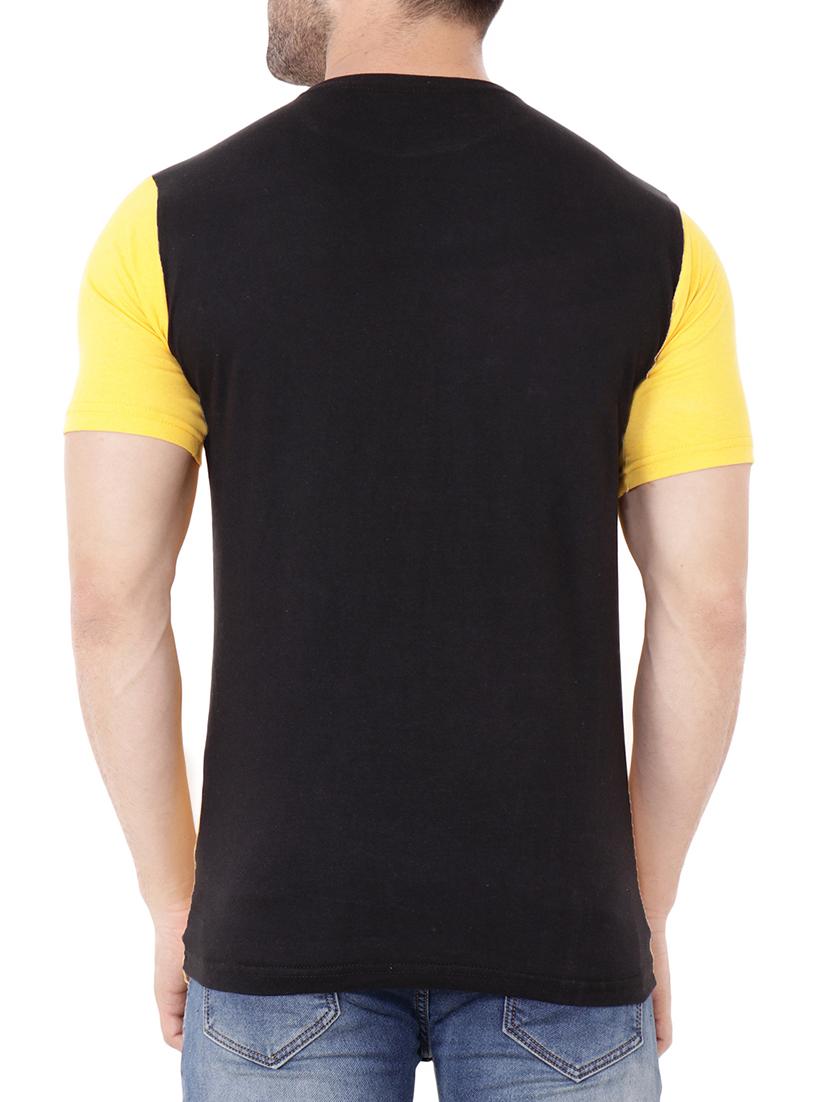 yellow cotton color block t-shirt - 15651737 - Standard Image - 2