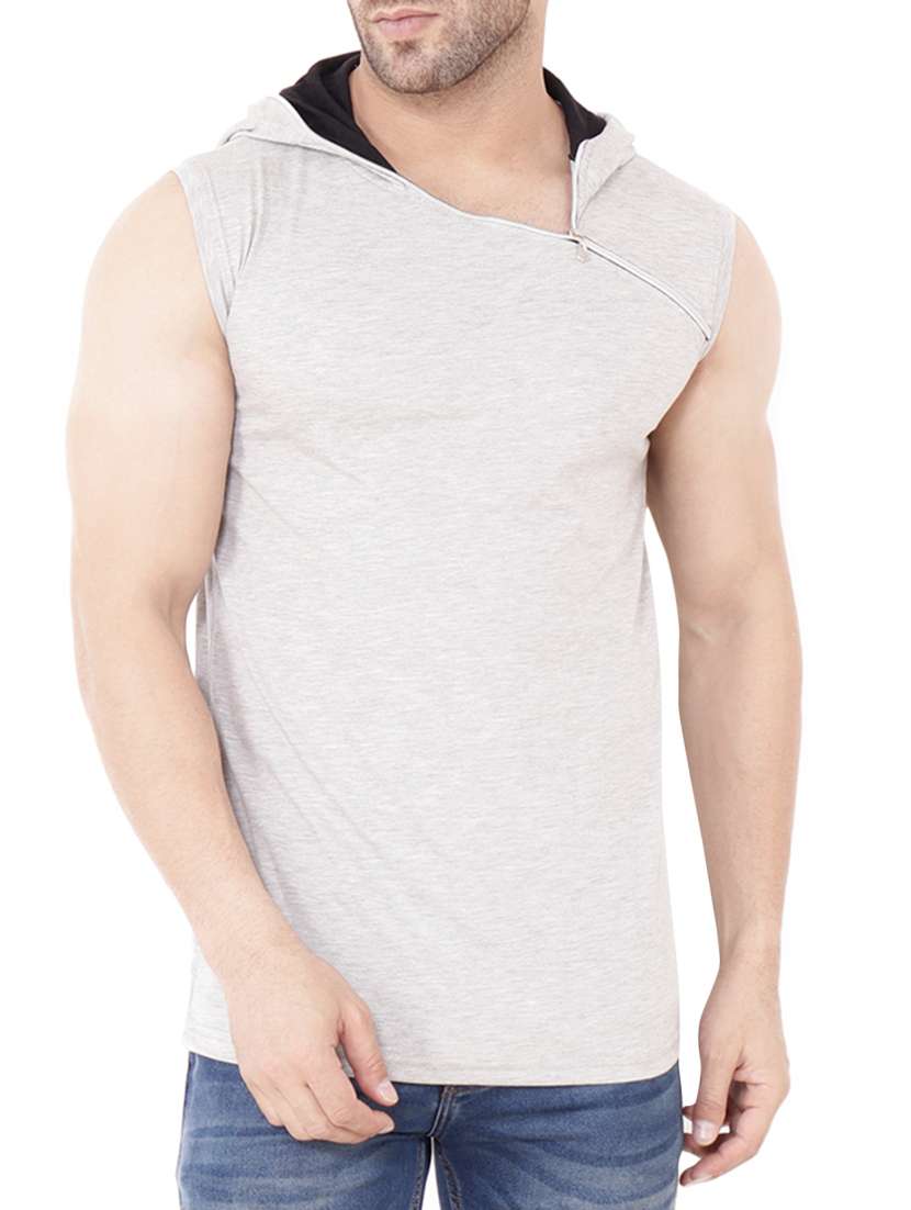 grey cotton hooded t-shirt