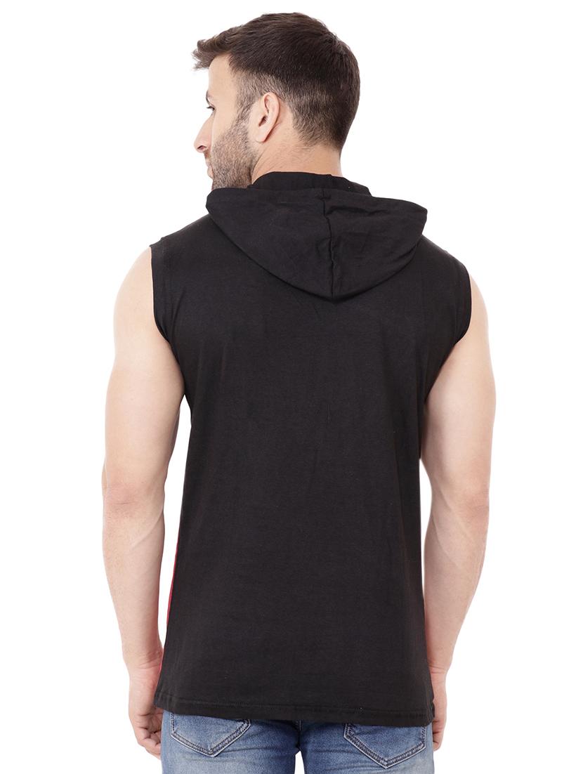 solid black hooded sleeveless t-shirt - 15651753 - Standard Image - 2