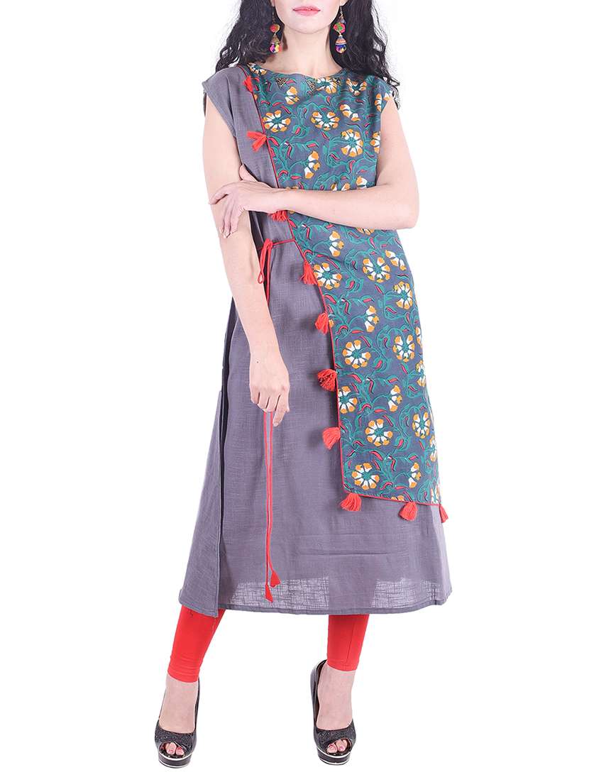 layered a-line kurta with tassels