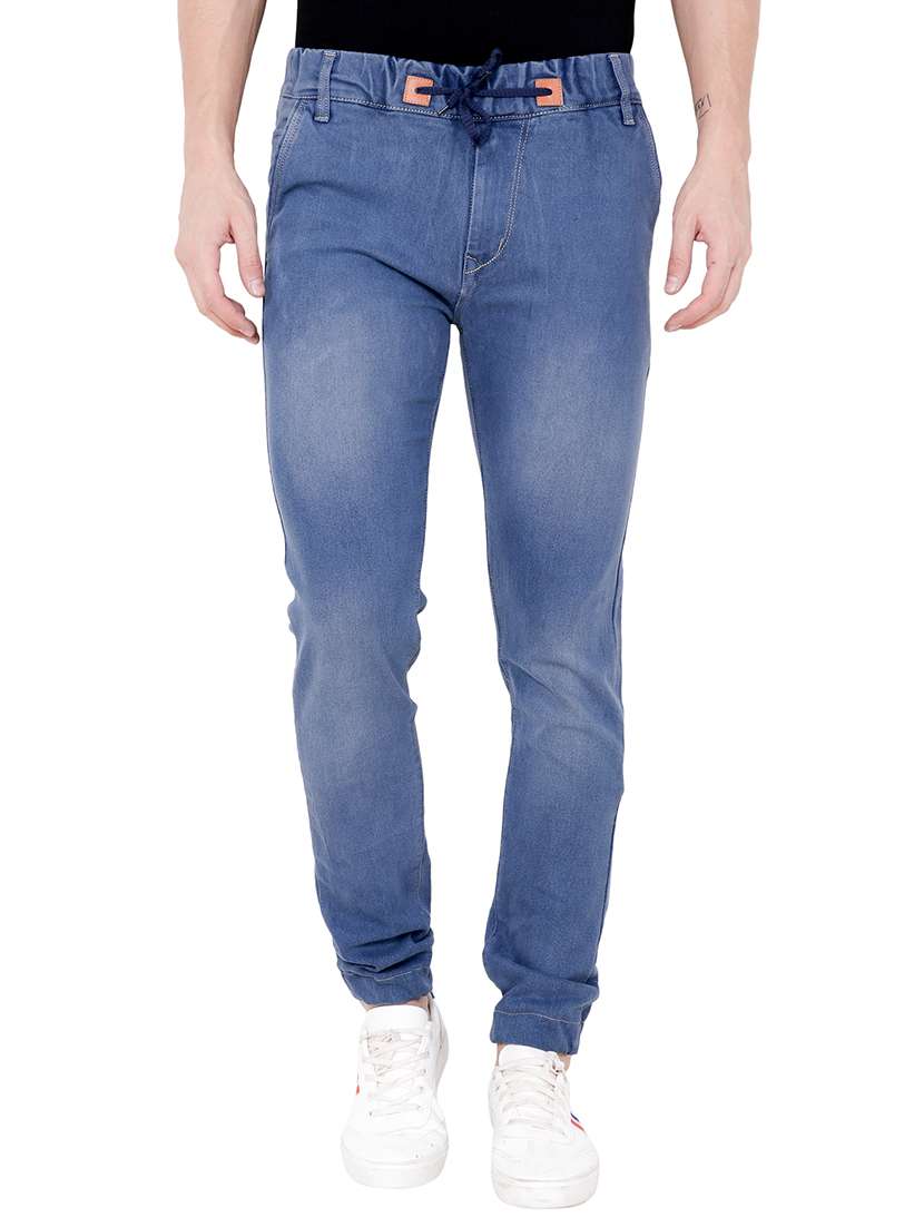 blue denim joggers