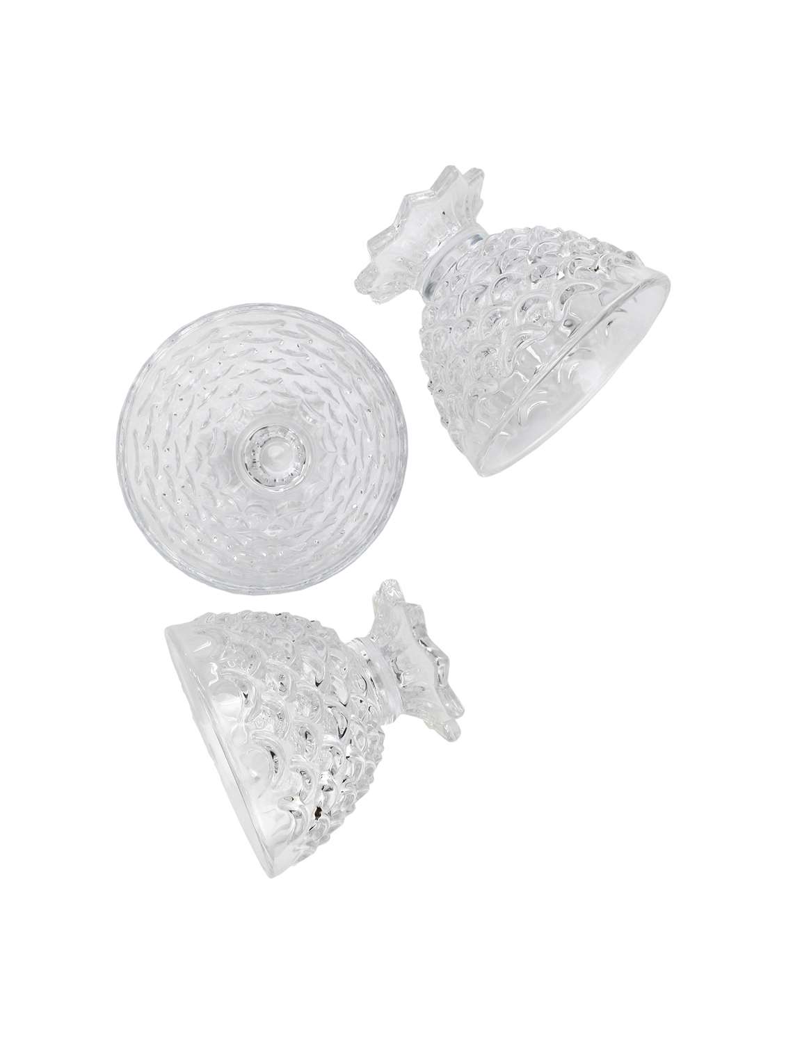 transparent glass ice cream bowl set of 3 with stand and self design - 15653012 -  Standard Image - 2