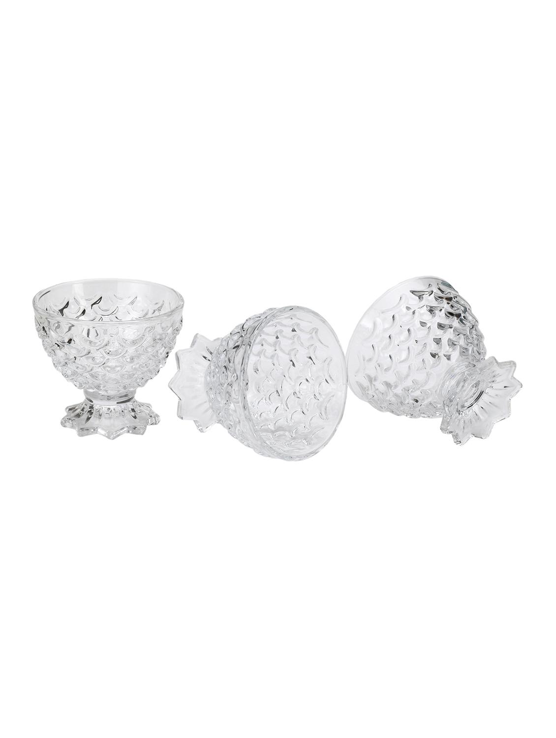 transparent glass ice cream bowl set of 6 with stand and self design - 15653013 - Standard Image - 2