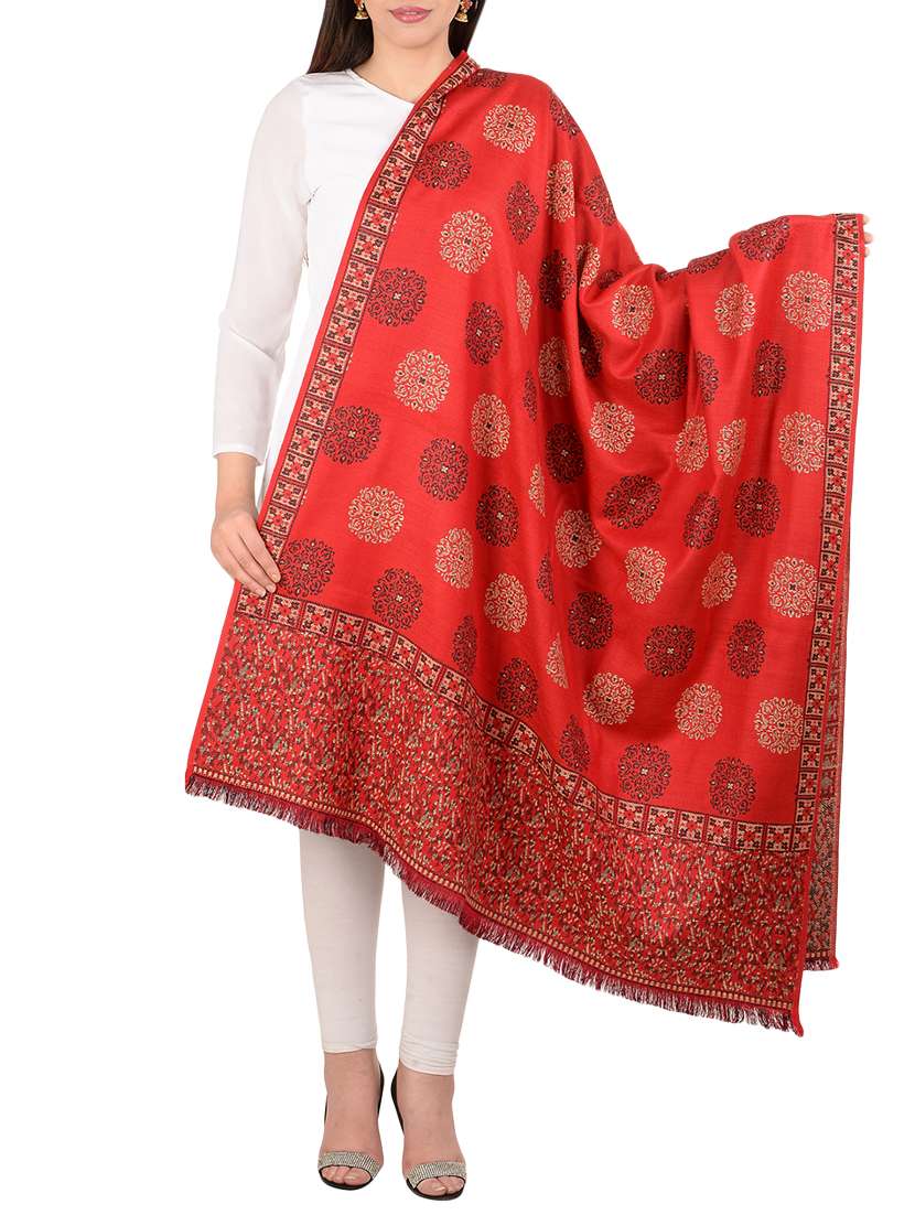 self-design wool reversible shawl