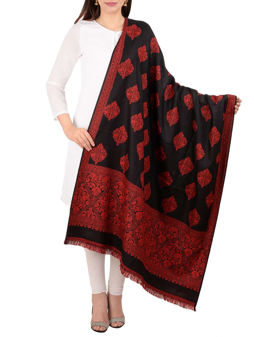 self-design wool reversible shawl