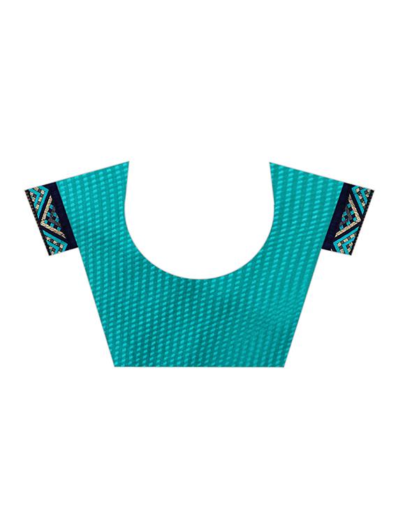 checkered printed saree with blouse - 15657534 - Standard Image - 2