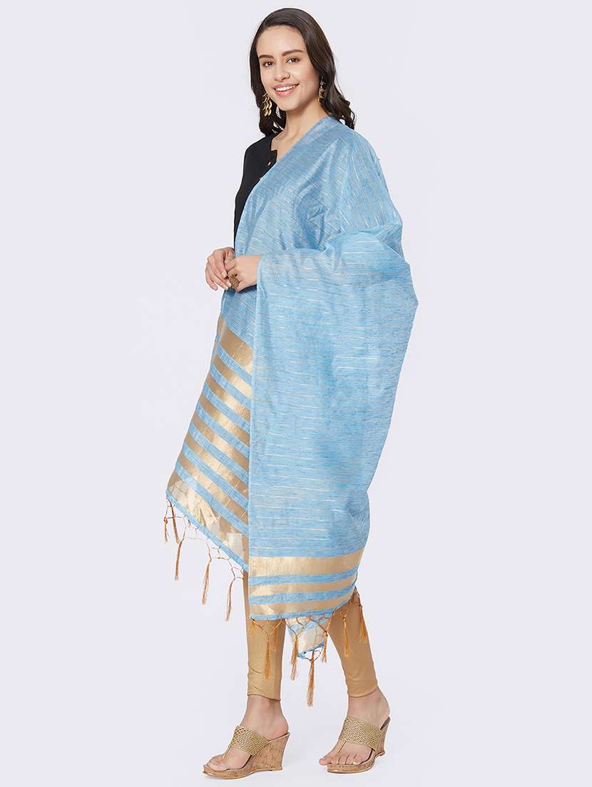 zari self-design plain dupatta - 15657897 -  Standard Image - 2