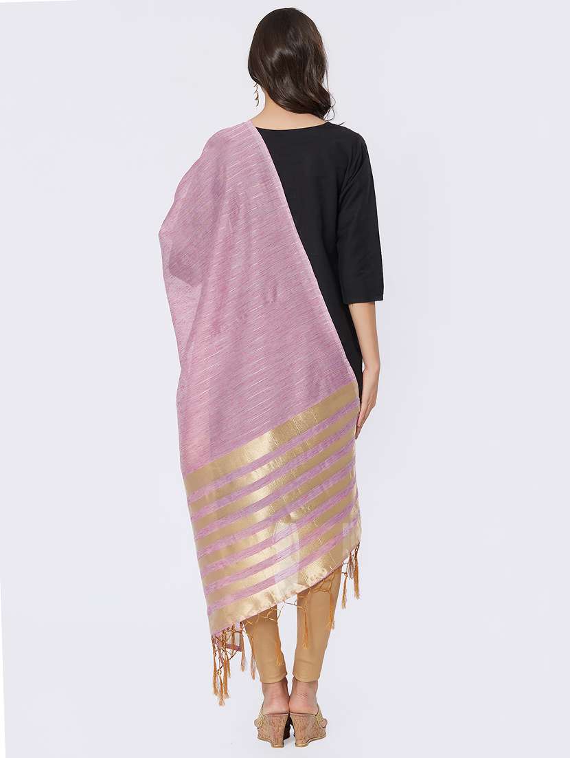 zari self-design plain dupatta - 15657900 -  Standard Image - 2