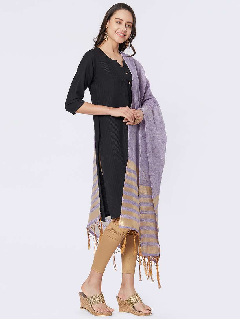 zari self-design plain dupatta - 15657901 -  Standard Image - 2