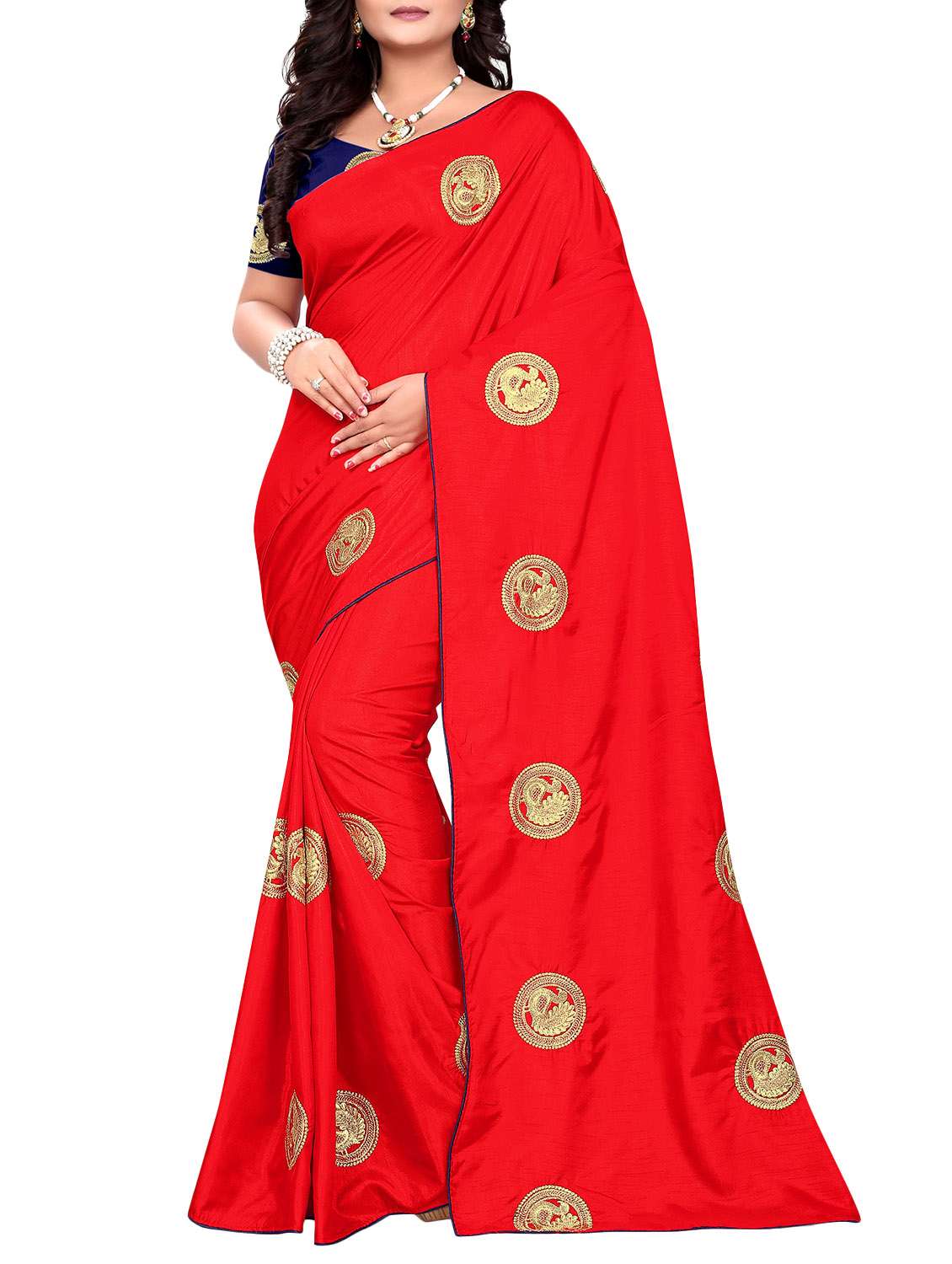 women's embroidered saree with blouse