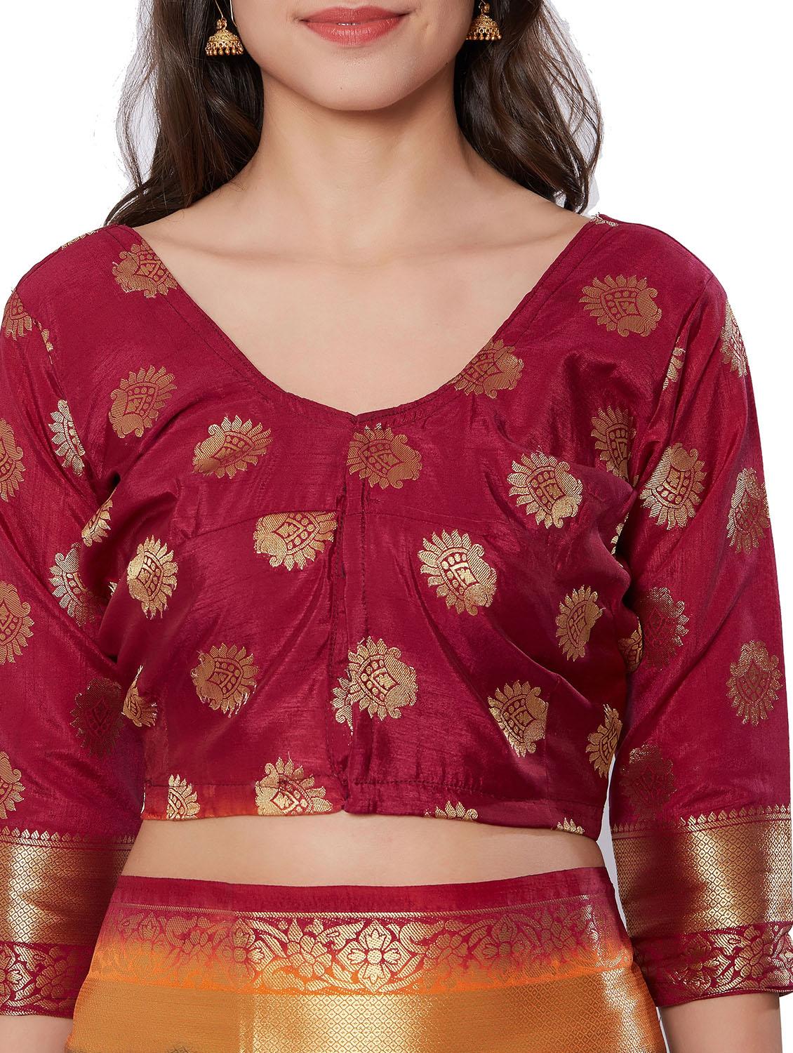 zari motifs banarasi saree with blouse - 15658054 - Standard Image - 2