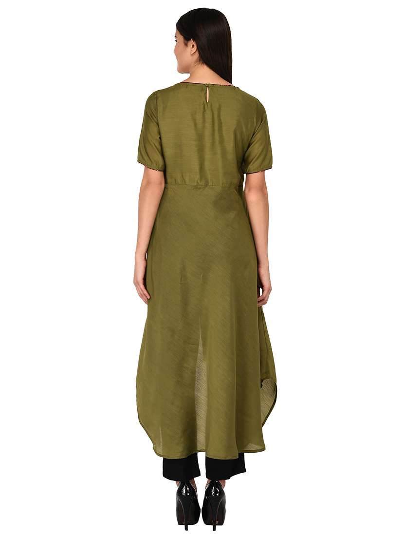 high slit embroidered kurta - 15659216 -  Standard Image - 2