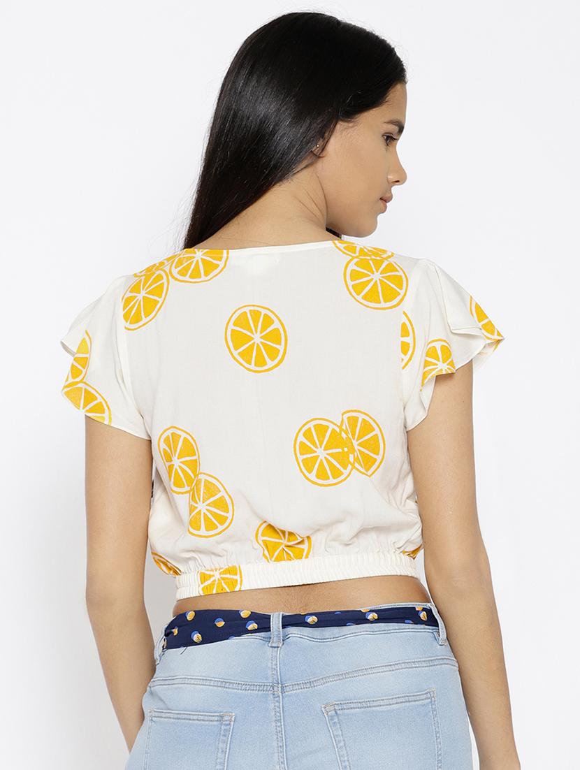 over lap lemon printed crop top - 15669765 - Standard Image - 2