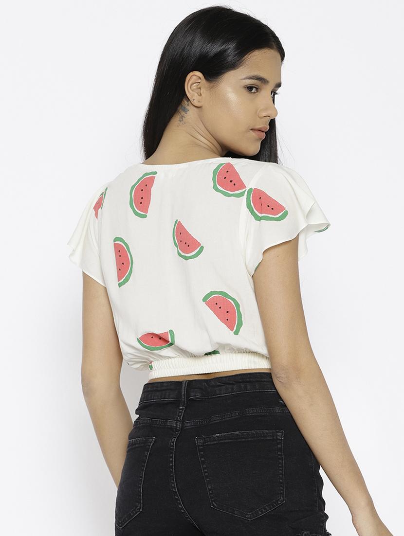 over lap watermelon printed crop top - 15669766 - Standard Image - 2