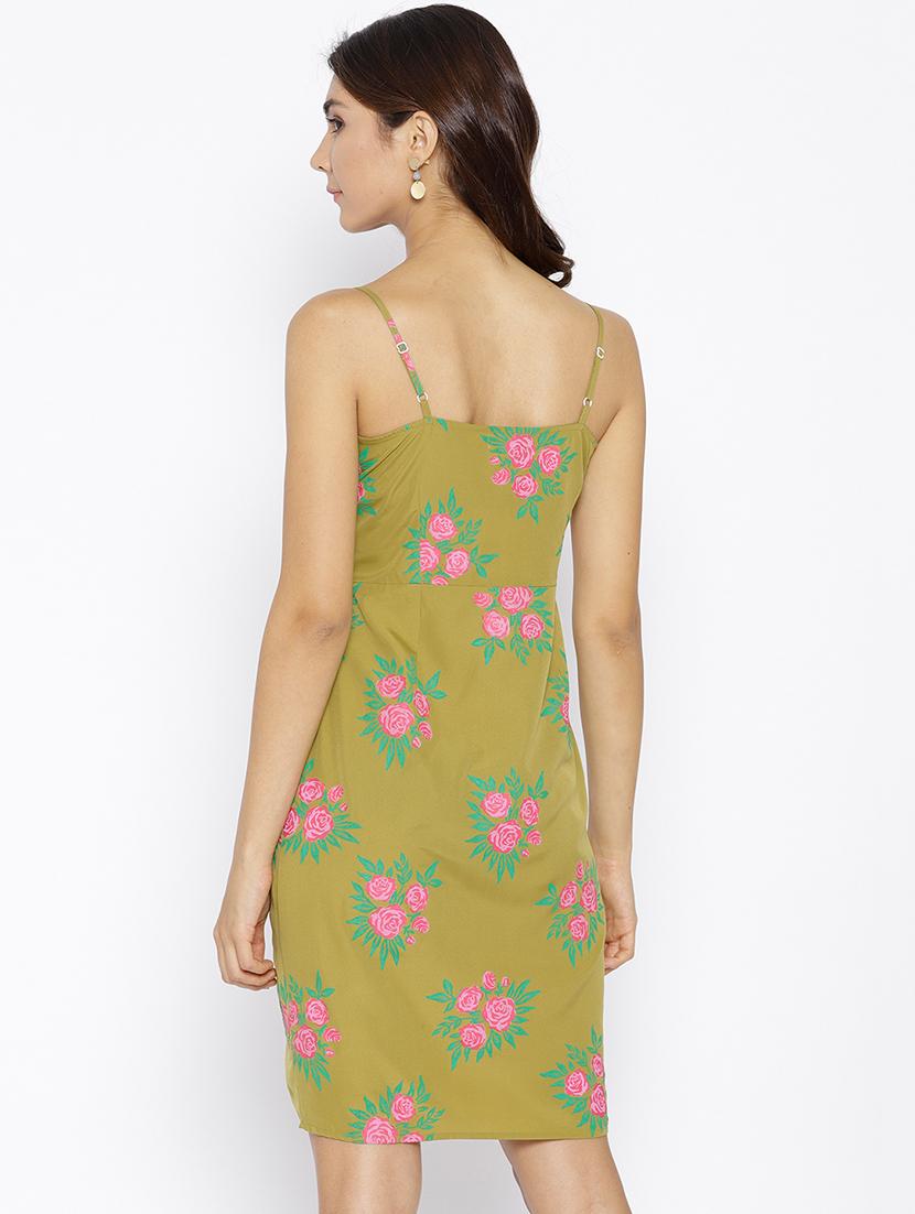 front tie knot rose print dress - 15670213 - Standard Image - 2