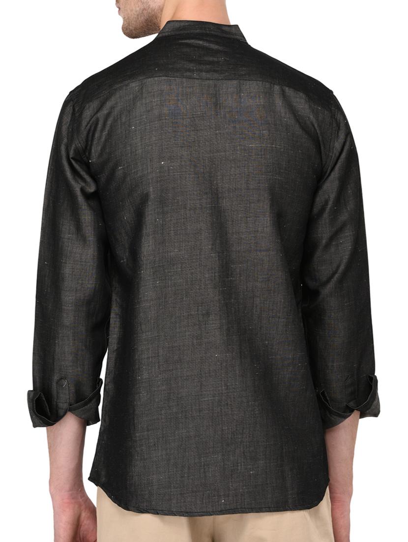 black cotton casual shirt - 15670944 - Standard Image - 2