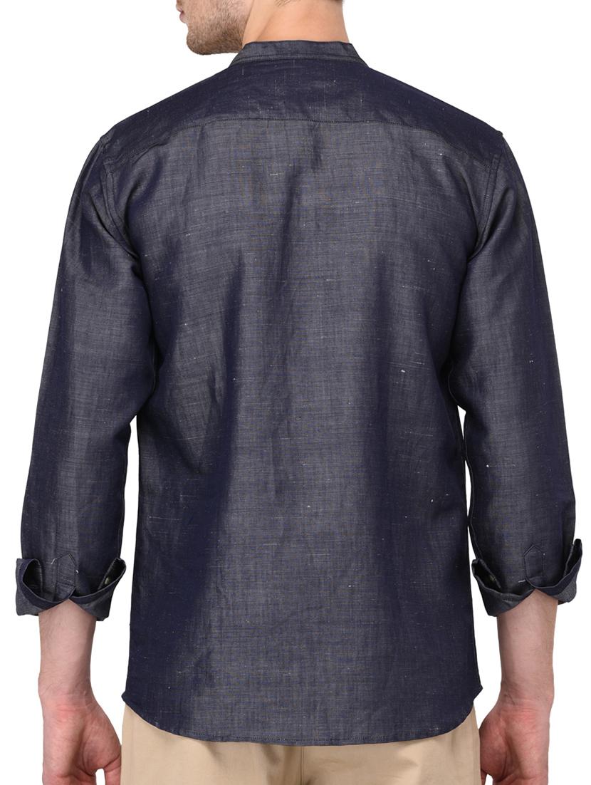 blue cotton short kurta - 15670959 - Standard Image - 2