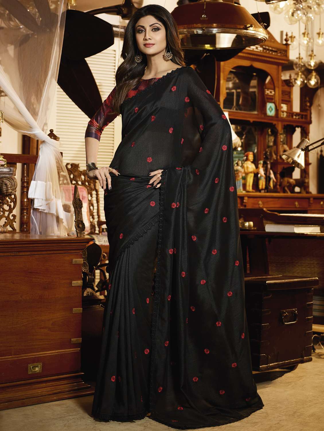 embroidered bhagalpuri saree with blouse