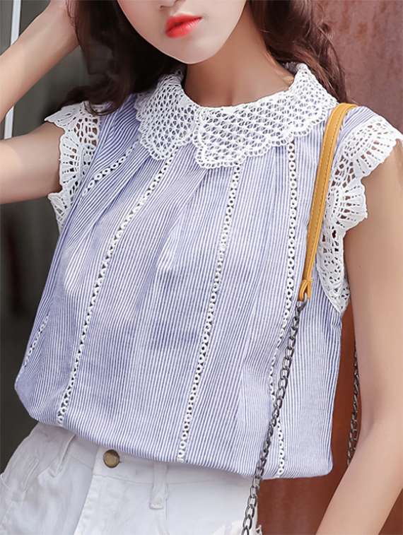 pleat detail lace top