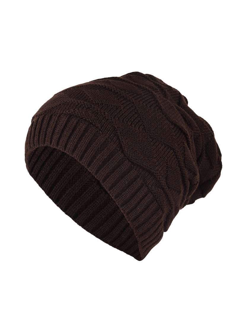 brown cotton polyester blend beanies