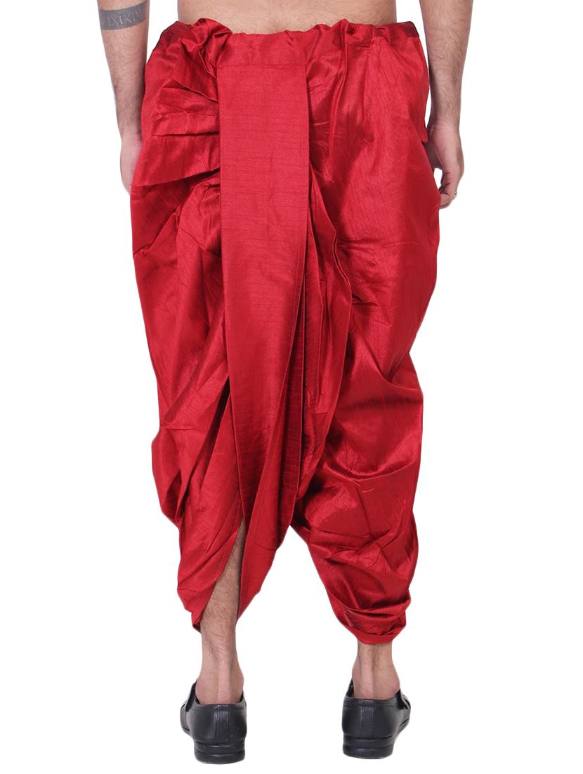 maroon silk blend dhoti - 15675864 - Standard Image - 2