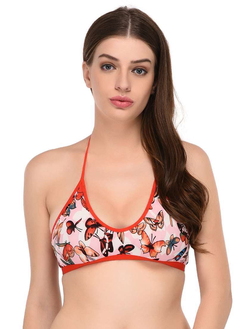 butterfly print halter bra