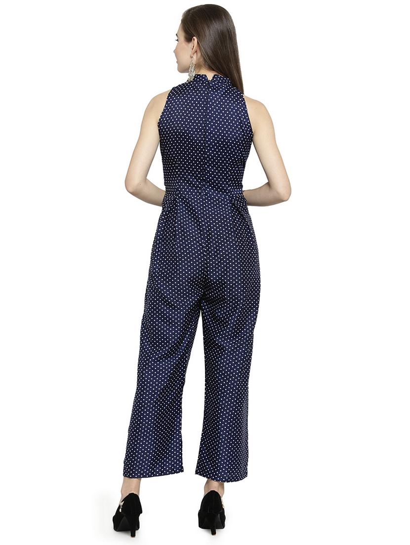 mock neck polka dotted full leg jumpsuit - 15675993 - Standard Image - 2