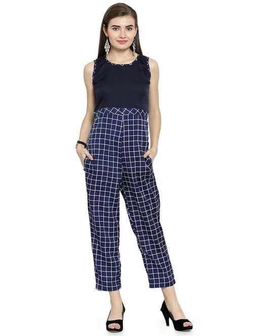checkered full leg jumpsuit - 15676006 -  Standard Image - 0