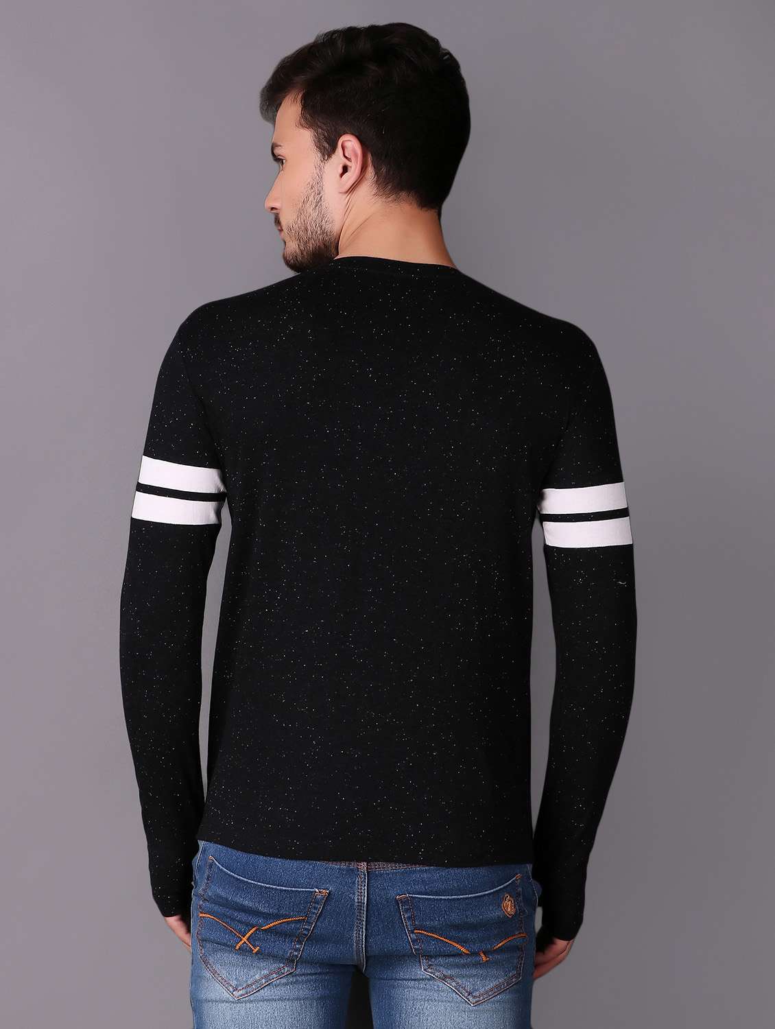 black cotton thumb hole t-shirt - 15676140 - Standard Image - 2