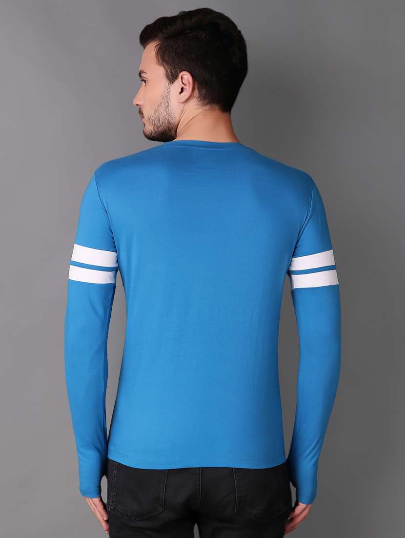blue striped thumb hole t-shirt - 15676144 - Standard Image - 2