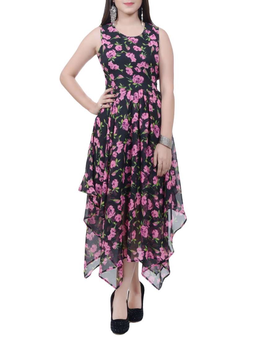 pleated tie back asymmetric dress