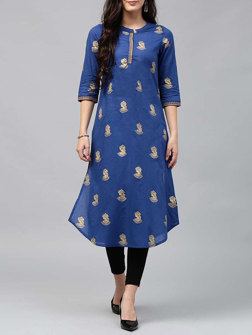 foil print straight kurta