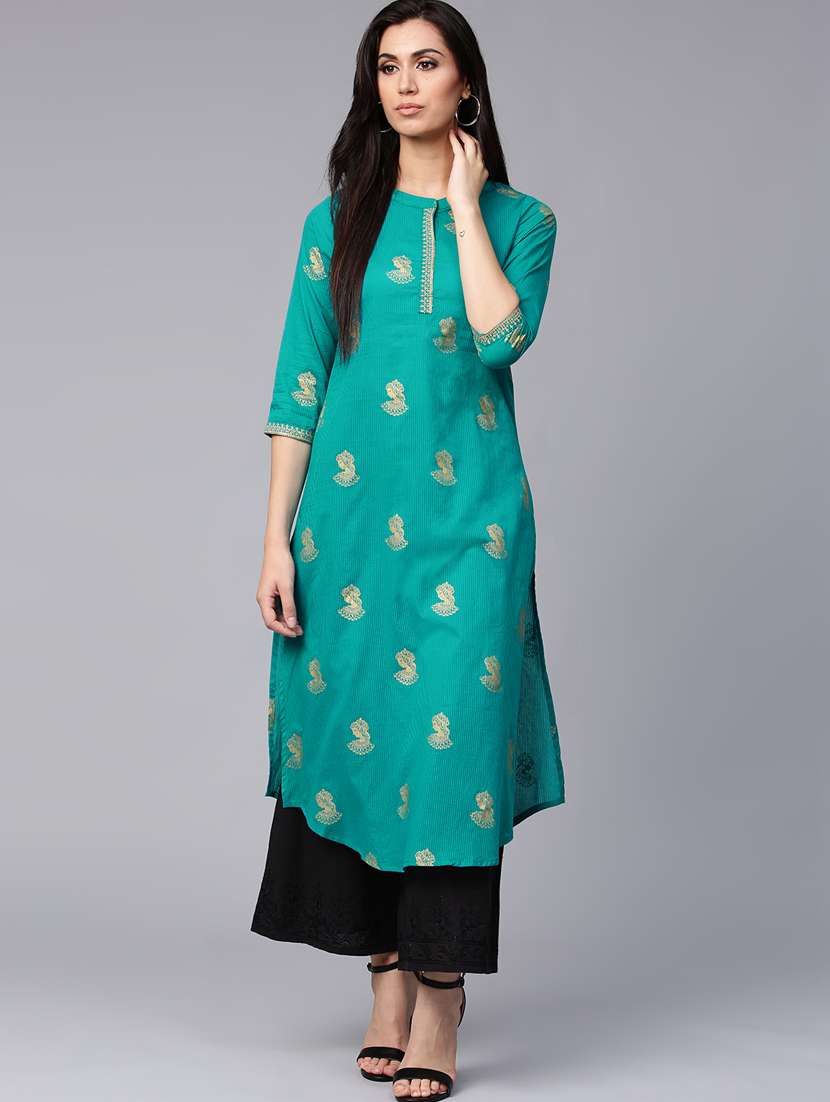 foil print straight kurta