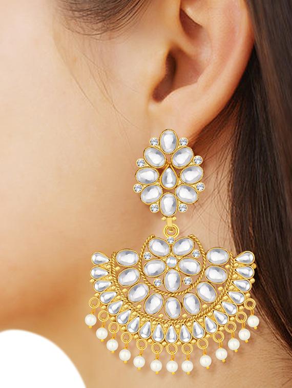 gold metal chandballi earring - 15678632 -  Zoom Image - 0