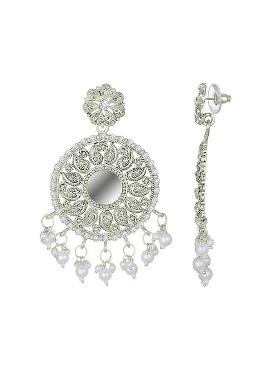 silver metal drop earring - 15678638 -  Standard Image - 2