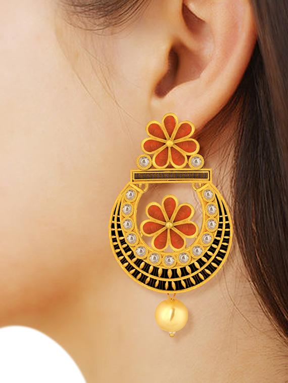 gold metal chandballi earring - 15678640 - Zoom Image - 0