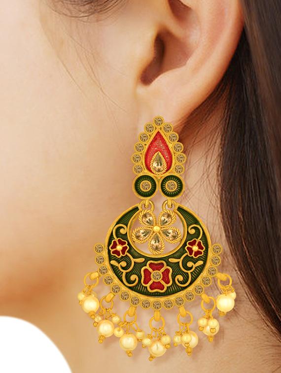 gold metal chandballi earring