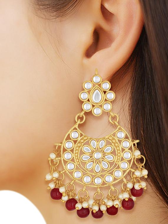 gold metal chandballi earring - 15678663 -  Zoom Image - 0