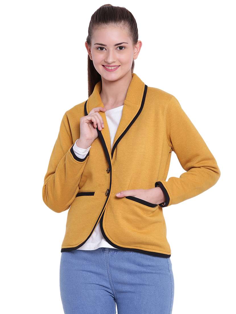 lapel neck contrast piping blazer