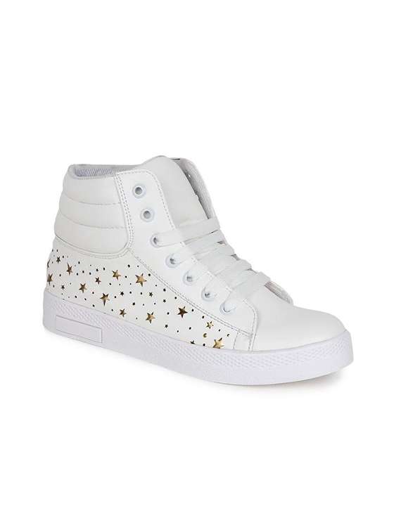 white lace-up sneakers