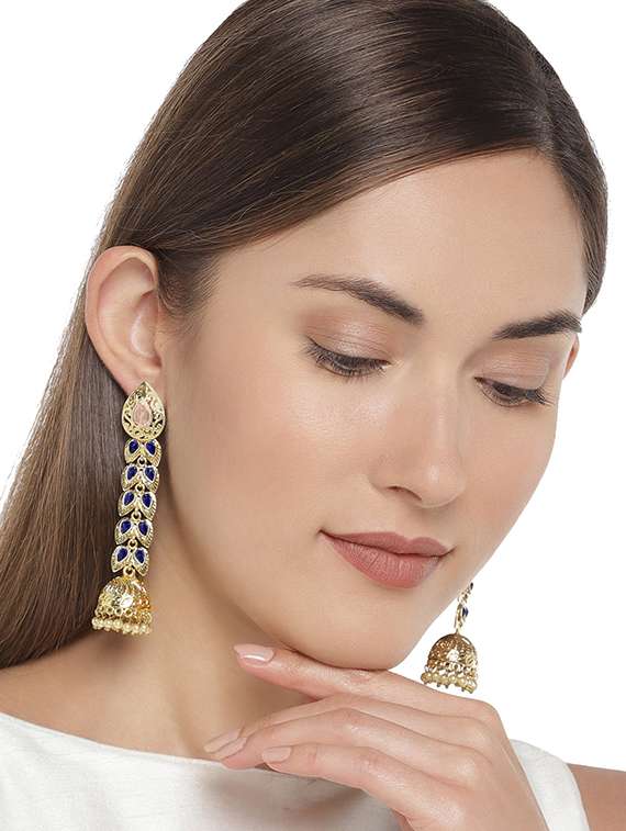 gold zinc jhumka earring