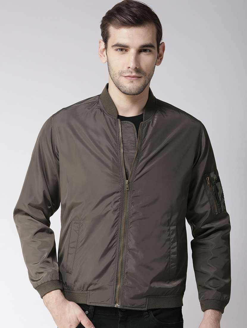 green polyester bomber jacket