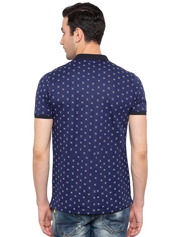 navy-blue cotton all over print t-shirt - 15691629 - Standard Image - 2