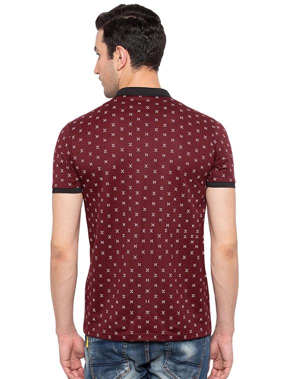maroon cotton all over print t-shirt - 15691630 - Standard Image - 2