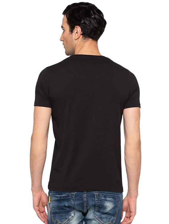 black cotton chest print t-shirt - 15691637 - Standard Image - 2