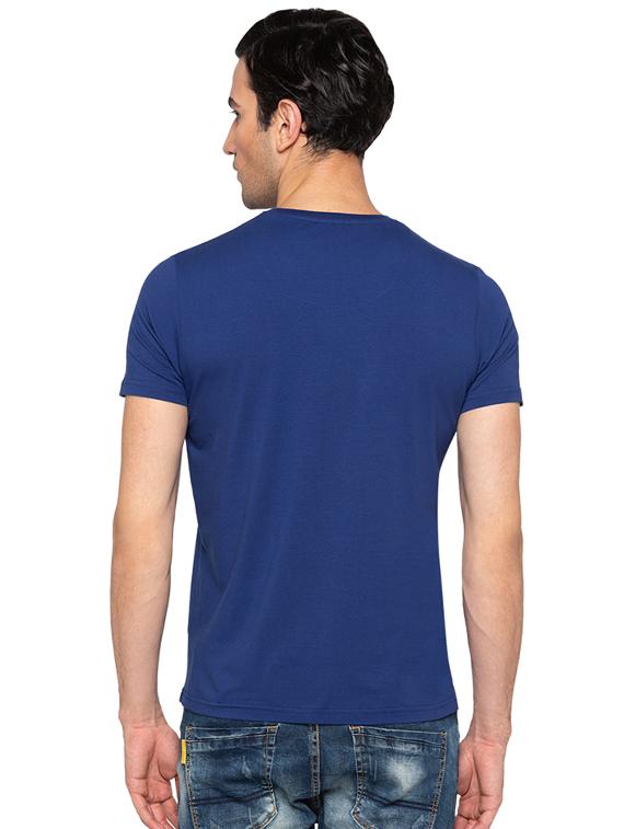 blue cotton chest print t-shirt - 15691638 - Standard Image - 2