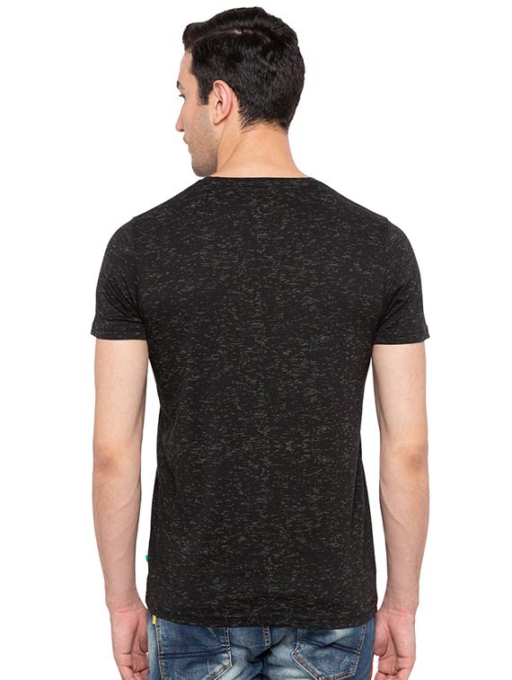 black cotton chest print t-shirt - 15691648 - Standard Image - 2