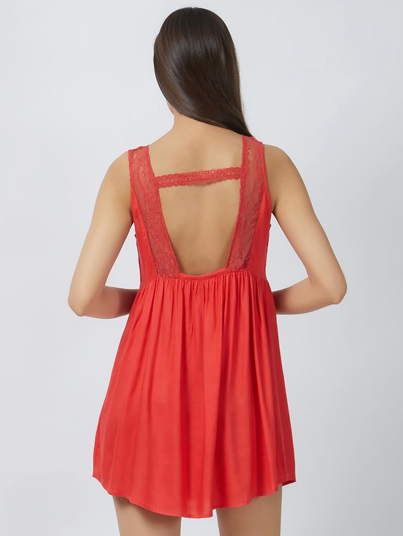 lace detail cutout back babydoll - 15692840 - Standard Image - 2